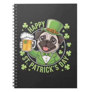 Cuaderno Pug divertido del día de San Patricio con jarra de