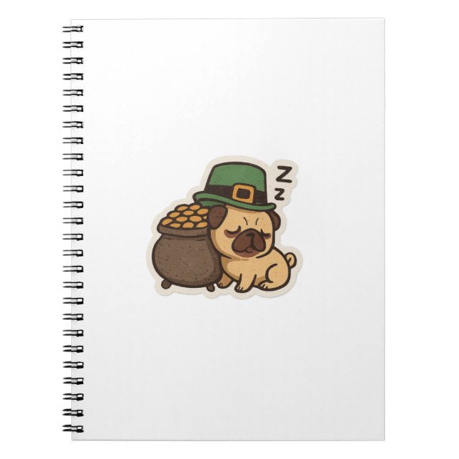 Cuaderno Pug divertido día de San Patricio (Frente)