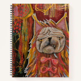 Cuaderno Pug en disfraz de gato, collage abstracto de pug i