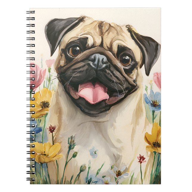 Cuaderno Pug Notebook – Watercolor (Frente)