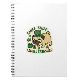 Cuaderno Pug oliendo tesoro día de San Patricio
