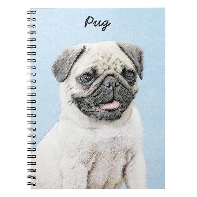 Cuaderno Pug Painting - Cute Original Dog Art (Frente)
