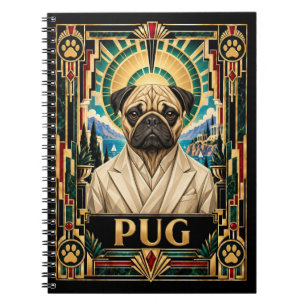 Cuaderno Pug, perro Art Déco