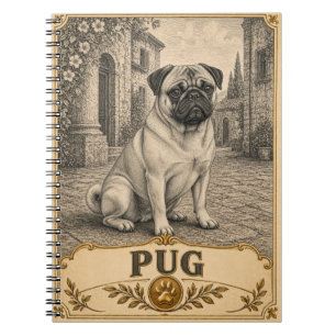 Cuaderno Pug, perro vintage heritage
