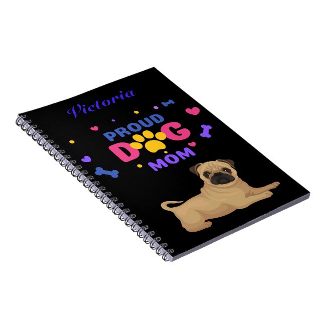 Cuaderno Pug Proud Dog Mom (Lado Derecho)