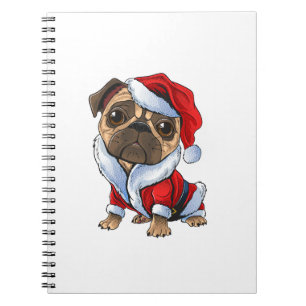 Cuaderno Pug Santa Navidades de disfraces Pajama Cute Perro