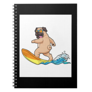 Cuaderno Pug Surfing Surfing Surfboard Pug con lentes
