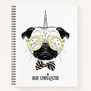 Cuaderno Pug Unicorn Ser único
