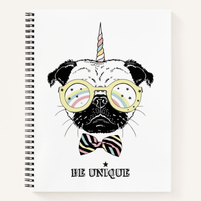 Cuaderno Pug Unicorn | Ser único (Anverso)
