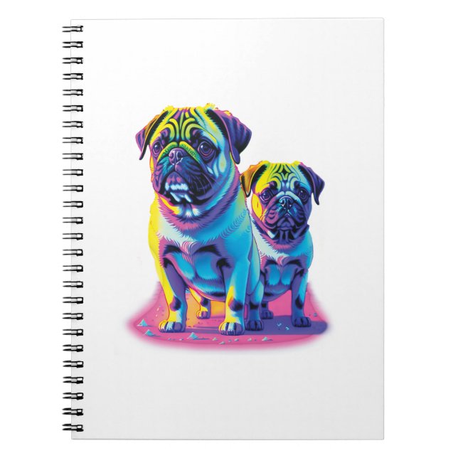 Cuaderno Pugs populares en rosa (Frente)