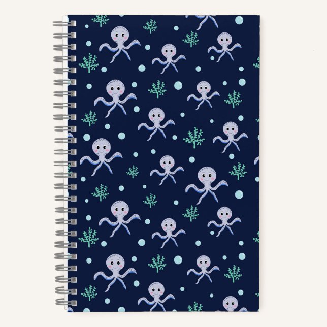 Cuaderno Pulpito bajo el mar patrón para niños (Anverso)