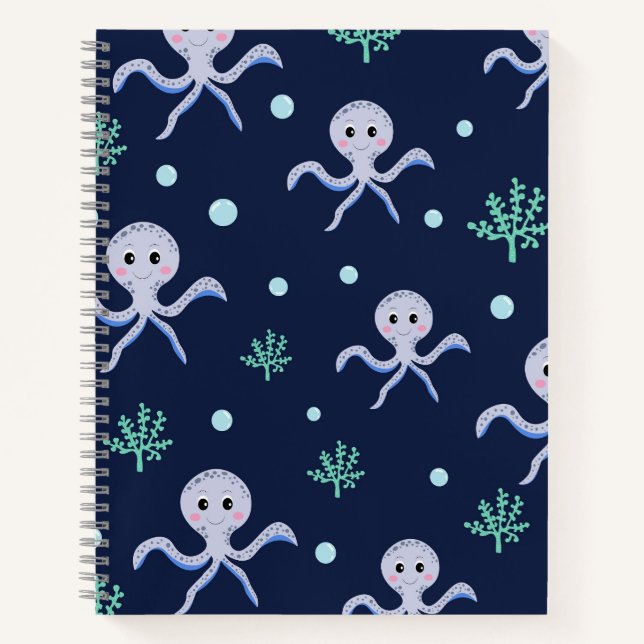 Cuaderno Pulpo bajo el mar patrón infantil (Anverso)