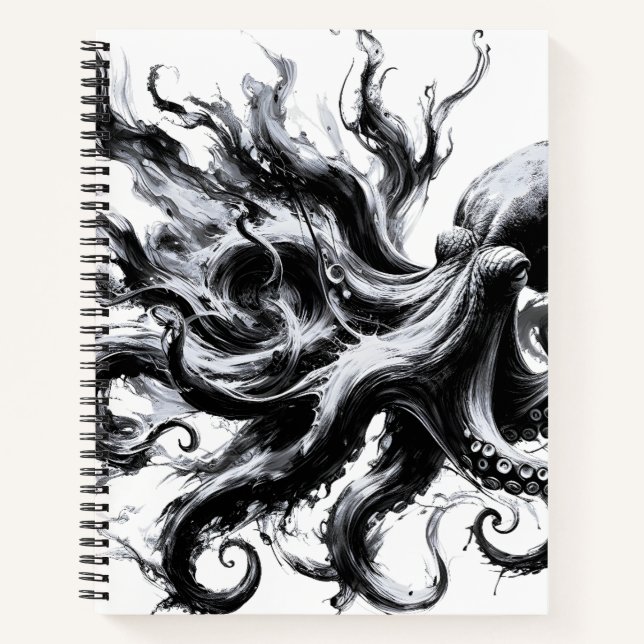 Cuaderno Pulpo Kraken de Tinta Abstracta (Anverso)