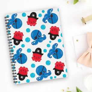 Cuaderno Pulpo pirata, patrón de pulpo, animales marinos