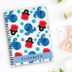 Cuaderno Pulpo pirata, patrón de pulpo, mar, tu nombre