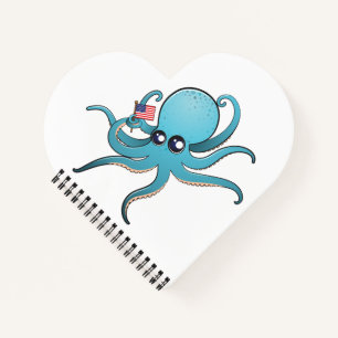 Cuaderno Pulpo sosteniendo la bandera estadounidense