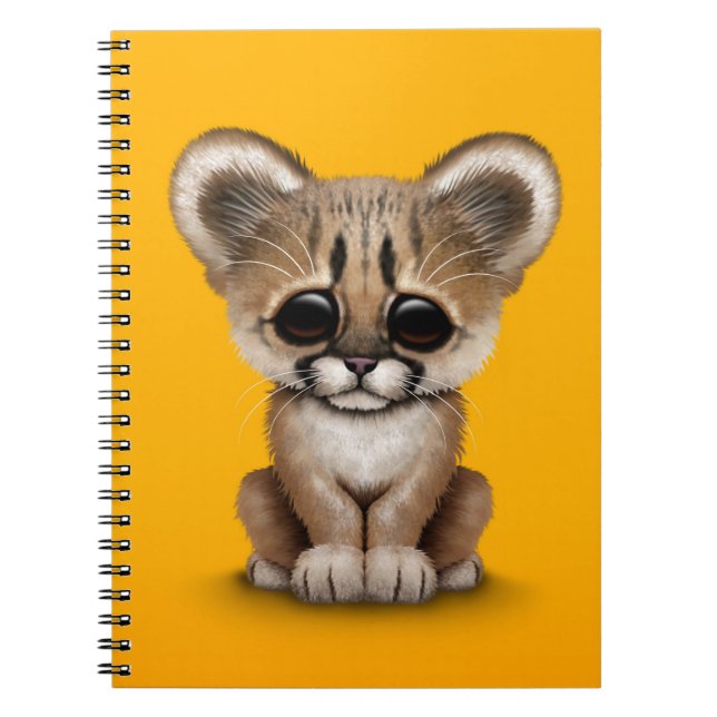 Cuaderno Puma lindo Cub del bebé en amarillo (Frente)