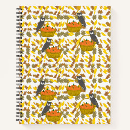 Cuaderno Pumpkin Basket Fall Leaves Spiral Notebook