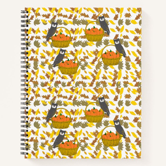 Cuaderno Pumpkin Basket Fall Leaves Spiral Notebook (Anverso)