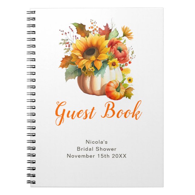 Cuaderno Pumpkin Flower Bouquet Bridal Shower Guest Book (Frente)