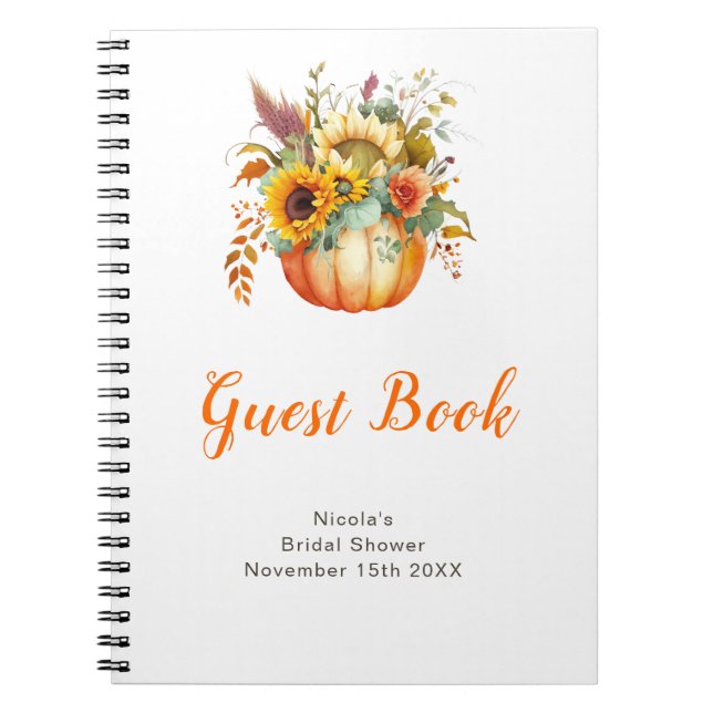 Cuaderno Pumpkin Flower Bouquet Bridal Shower Guest Book (Frente)