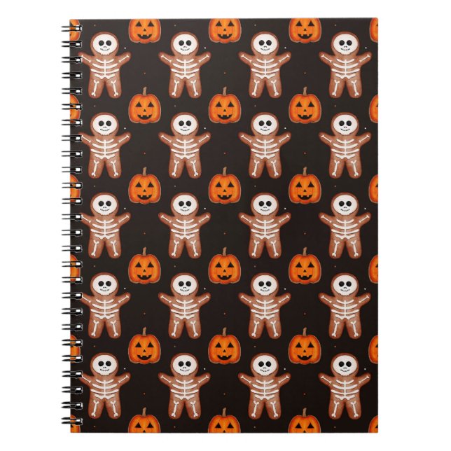 Cuaderno Pumpkins and Skeleton Gingerbread Halloween Design (Frente)