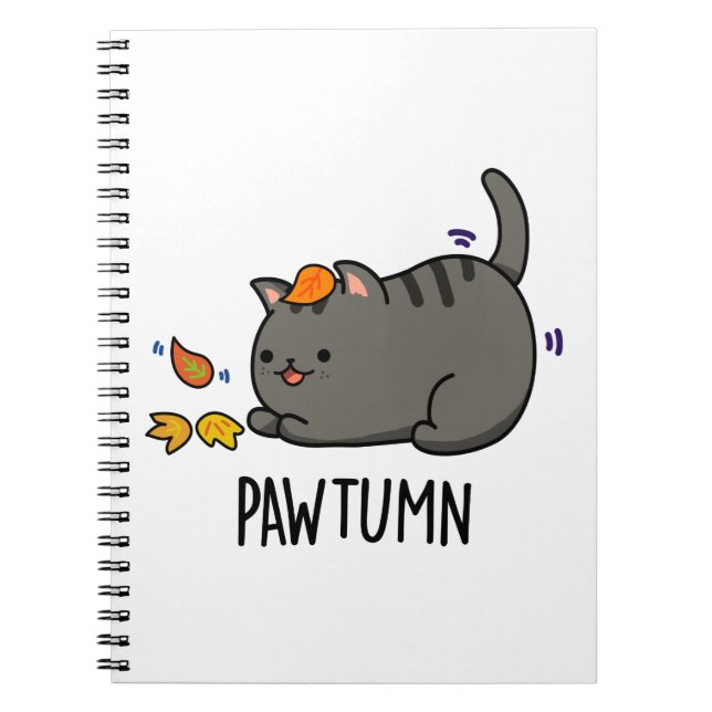 Cuaderno Pun de gatito otoñal lindo Pawtumn (Frente)