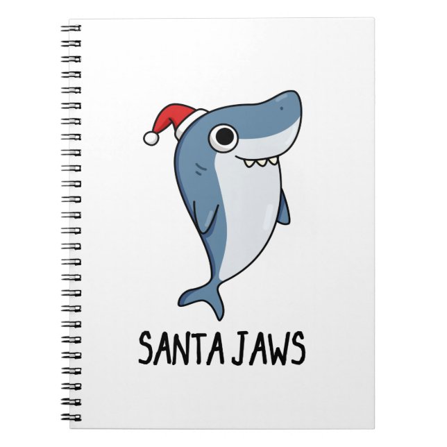 Cuaderno Pun de Navidades de tiburones divertidos de Santa  (Frente)
