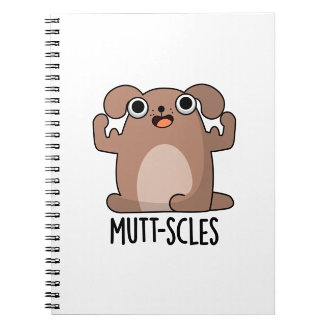 Cuaderno Pun de perro divertido animal Mutt-scles (Frente)