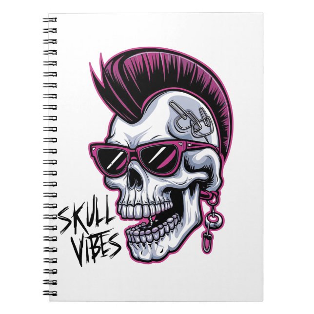 Cuaderno Punk Calavera Vibes. Guay Skull con gafas de sol D (Frente)