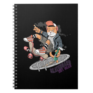 Cuaderno punk pop de skateboard de gato