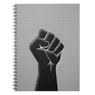 Cuaderno Puño solidario al estilo de fibra de carbono