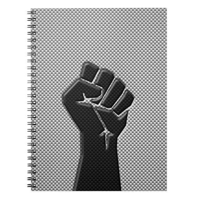 Cuaderno Puño solidario al estilo de fibra de carbono (Frente)