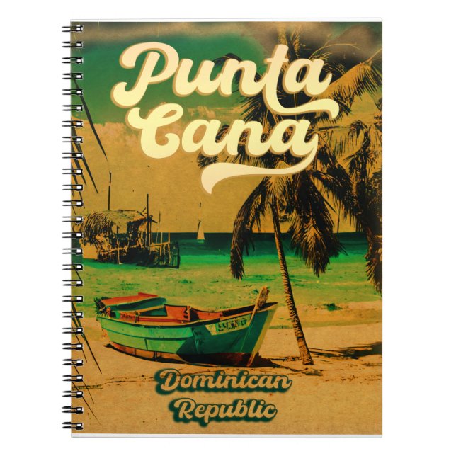 Cuaderno Punta Cana Vintage dominicano de Playa Palm Tree (Frente)