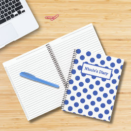 Cuaderno Punto de Polka Azul Grande Moderno