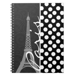 Cuaderno Punto de Polka blanco y negro, puntos; París