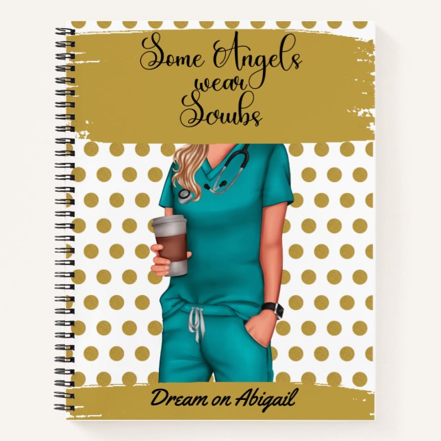 Cuaderno Punto de Polka blanco y oro (Anverso)