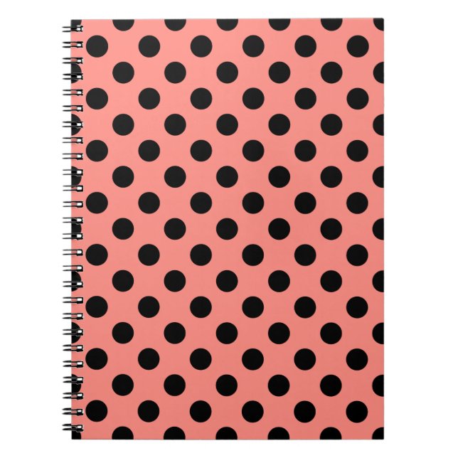 Cuaderno Punto de polka negro sobre melocotón (Frente)