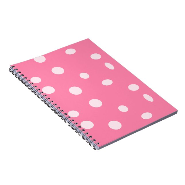 Cuaderno Punto de polka rosa pálido sobre rosa (Lado Derecho)