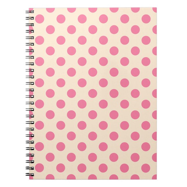 Cuaderno Punto de polka rosa sobre crema (Frente)
