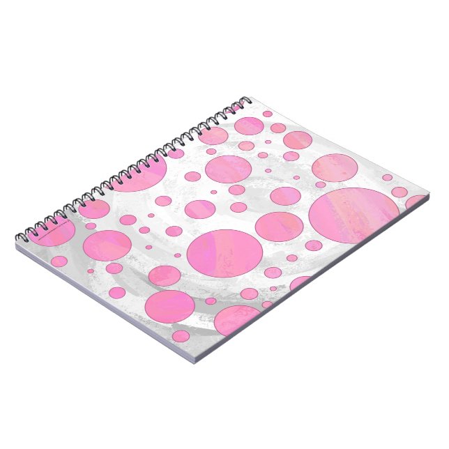 Cuaderno Punto de polka rosado de golfo (Lado Izquierdo)