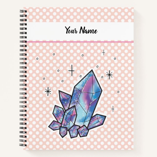 Cuaderno Punto Polka Rosa Diamante Universo Personalizado (Anverso)