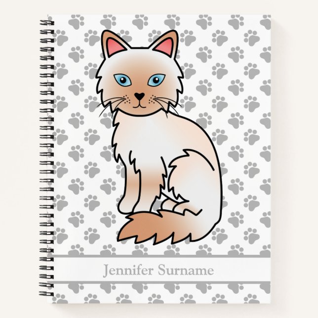 Cuaderno Punto rojo Birman / Ragdoll Cat & Personalizado Te (Anverso)