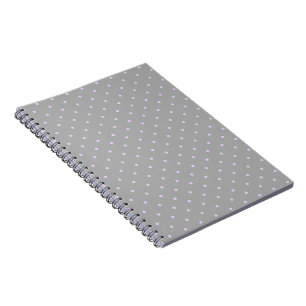 Cuaderno Punto Rosa Fondo Gris Elegante Lunares Punteado