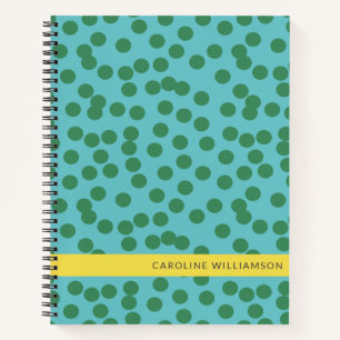 Cuaderno Puntos abstractos verdes y azules personalizados