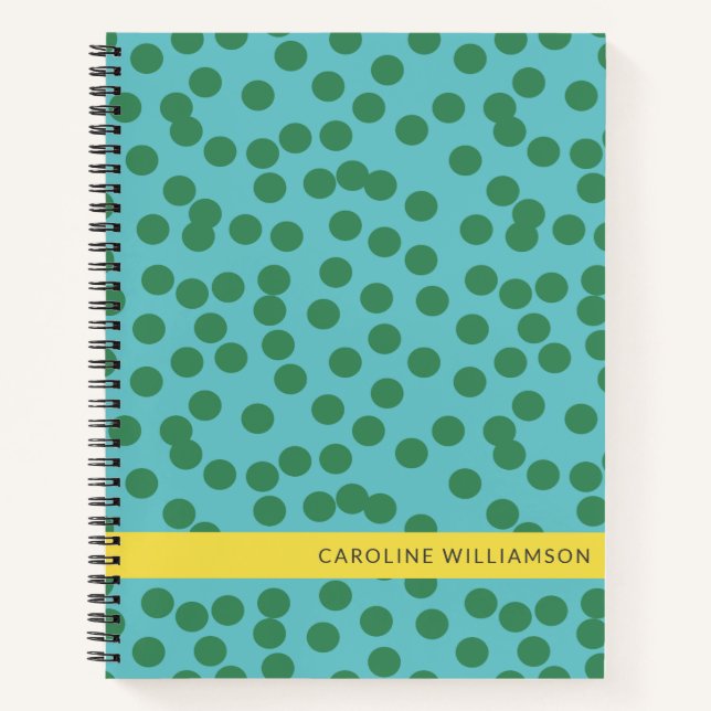 Cuaderno Puntos abstractos verdes y azules personalizados (Anverso)