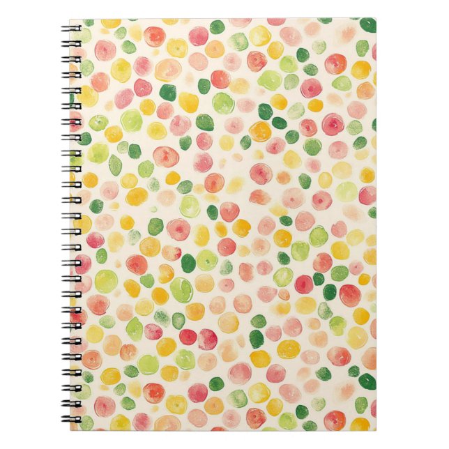 Cuaderno Puntos afrutados menta rosa amarillo verde  (Frente)