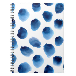 Cuaderno Puntos azules de color de agua: mano sin costura