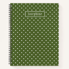 Cuaderno Puntos blancos y verde oliva con nombre