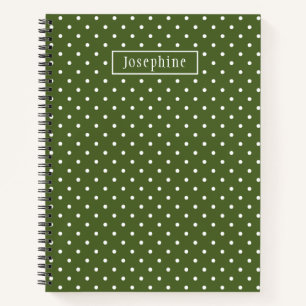 Cuaderno Puntos blancos y verde oliva con nombre